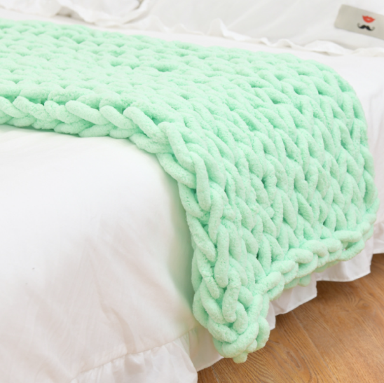 Mint Green Chunky Knit Blanket