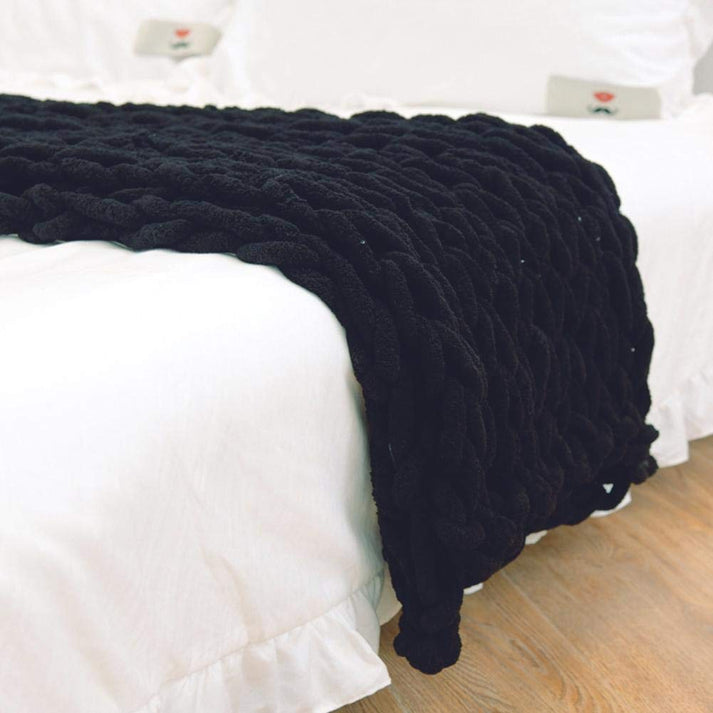 Midnight Charcoal Chunky Knit Blanket