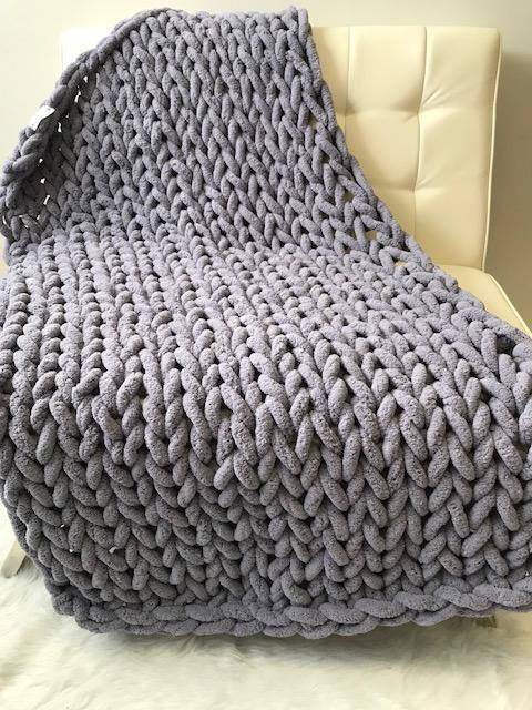 Grey Chunky Knit Blanket